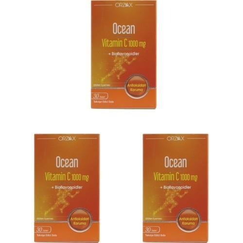 Ocean Vitamin C 1000 mg 3'lü Paket 30 Tablet - ORZAX