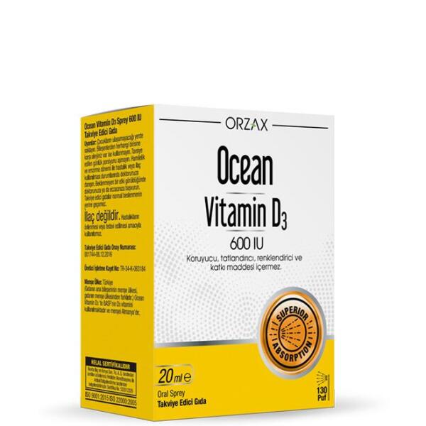 Ocean Vitamin D3 600 IU Sprey 20 ml - ORZAX