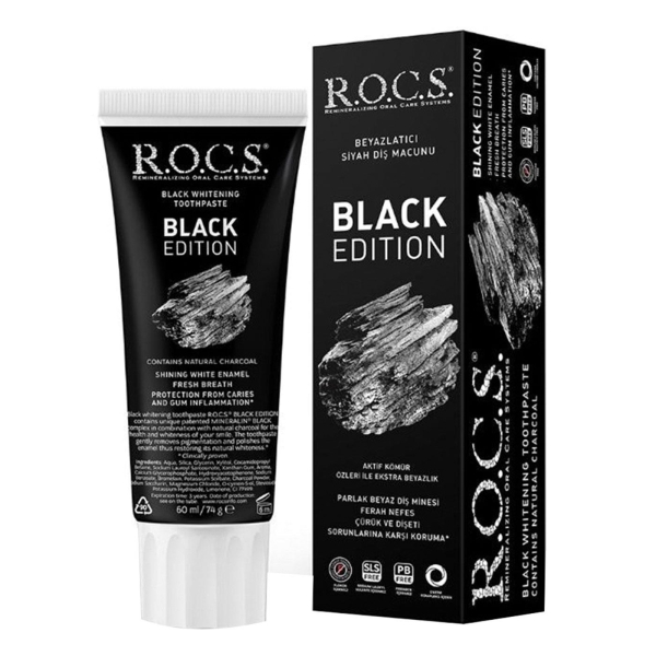 ROCS Black Edition Beyazlatıcı Siyah Diş Macunu 60 ml - ROCS