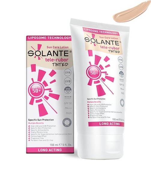 Solante Tele-Rubor Tinted Sun Care Lotion Spf 50+ 150 ml Kızarıklık Önleyici Renkli Güneş Losyonu - SOLANTE