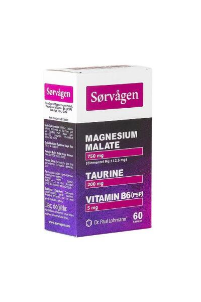 Sorvagen Magnezyum Malat, Taurin ve Vitamin B6 (P5P) 60 Tablet - SORVAGEN