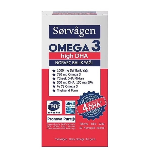 Sorvagen Omega 3 High DHA Norveç Balık Yağı 50 Kapsül - SORVAGEN