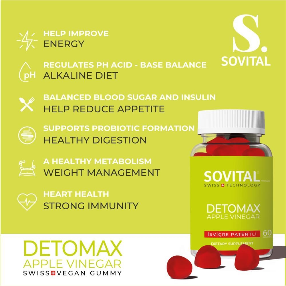 Sovital Detomax Detox Zayıflama Kilo Kontrol Diyet Vegan Gummy - 6