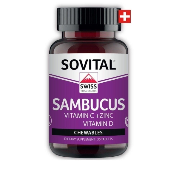 Sovital Vitamins Kara Mürver + Vitamin C + Çinko 30 Çiğneme Tableti - SOVITAL