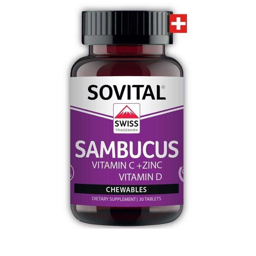 Sovital Vitamins Kara Mürver + Vitamin C + Çinko 30 Çiğneme Tableti - 1