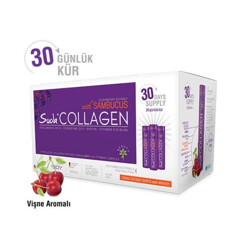 Suda Collagen Sambucus 40 ml 30 Shot Aylık Paket Vişne Aromalı - SUDA COLLAGEN