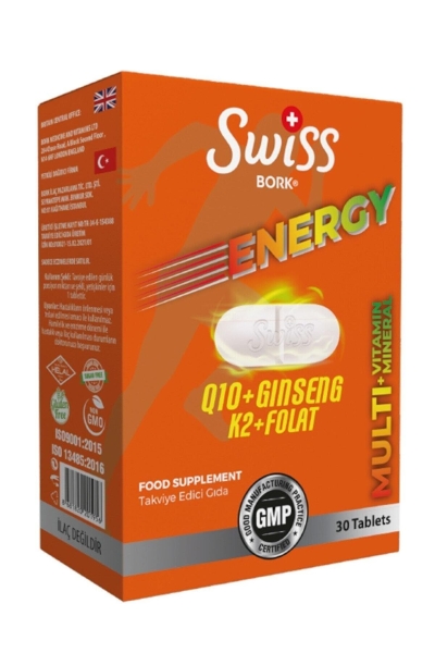 Swiss Bork Energy Q10 Ginseng K2 Folat 30 Tablet - BORK HEALT