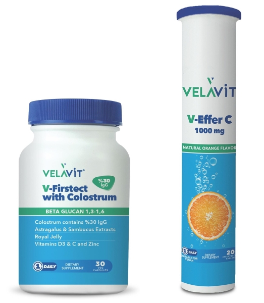 Velavit V-Firstect With Colostrum 30 Kapsül ve V-Effer C 20 Tablet Kofre - VELAVIT
