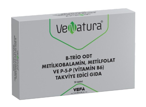 VeNatura B-Trio ODT Metilkobalamin Metilfolat ve P-5-P (Vitamin B6) 30 Tablet - VENATURA