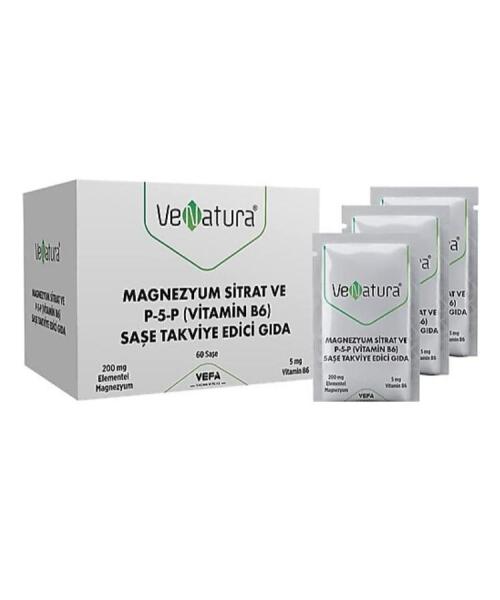 Venatura Magnezyum Sitrat ve P-5-P (Vitamin B6) 60 Saşe - VENATURA