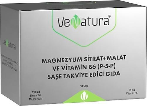 Venatura Magnezyum Sitrat+Malat ve (Vitamin B6) 30 Saşe - VENATURA