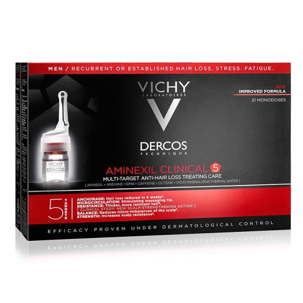 Vichy Dercos Aminexil Clinical 5 21x6ml - Erkekler için Saç Dökülmesine Karşı Serum - 2