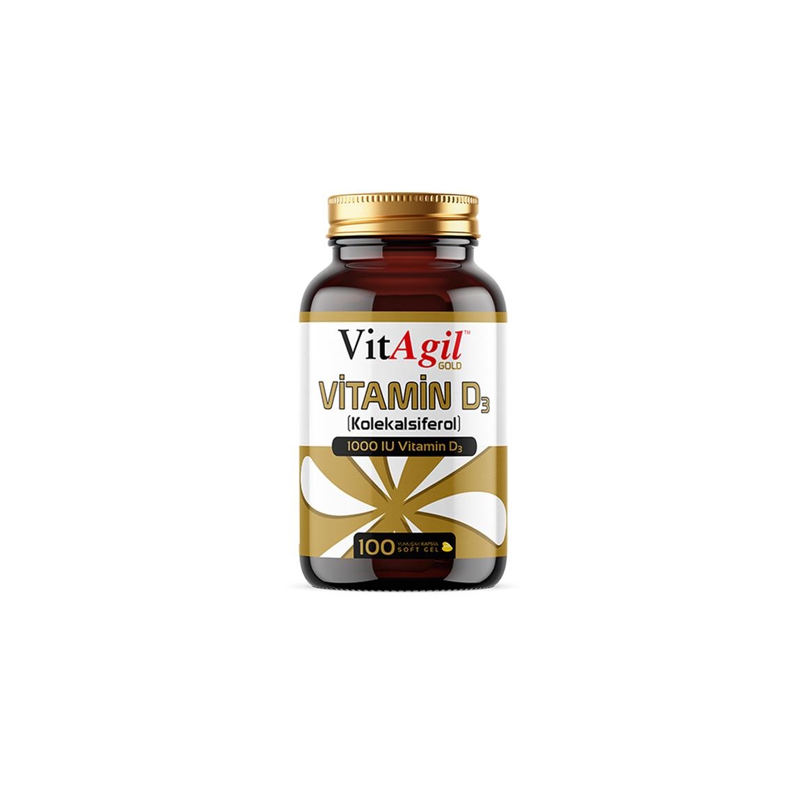 VitAgil Gold Vitamin D3 1000 IU 100 Kapsül - 1