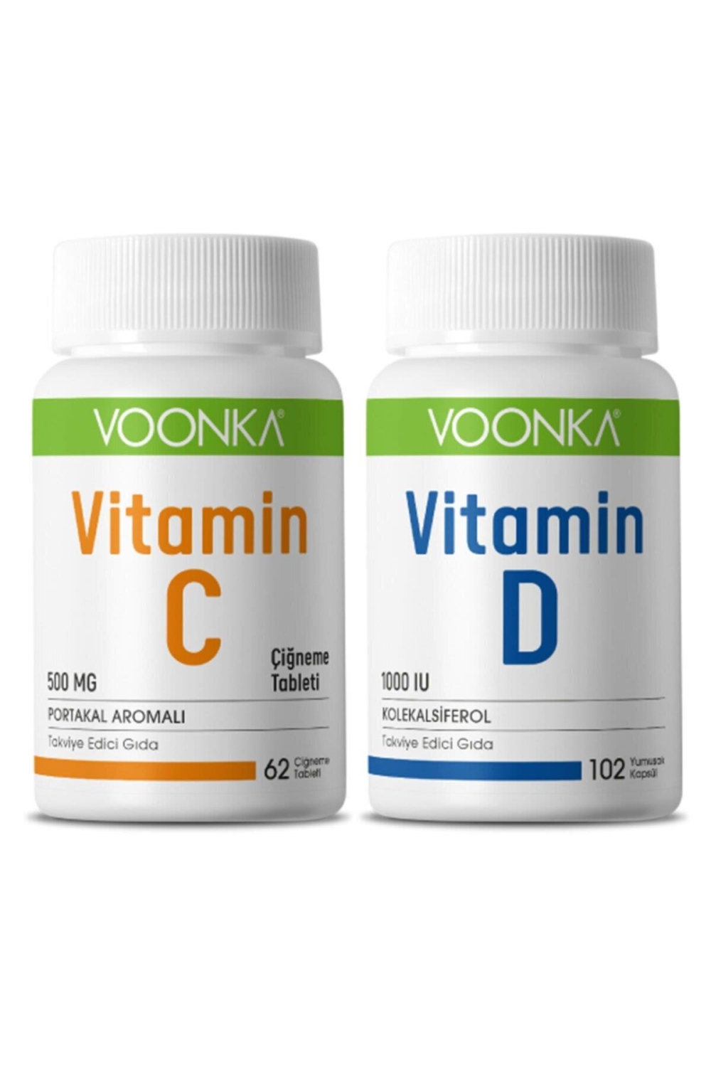 Voonka Vitamin C 62 Çiğneme Tableti + Voonka Vitamin D 102 Yumuşak Kapsül - 1