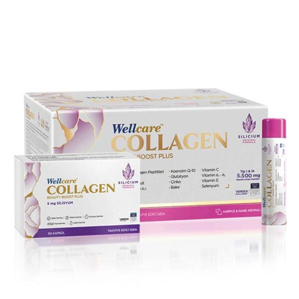 Wellcare Collagen Beauty Boost Karpuz-Nane Aromalı 5.500 mg Likit 30 Tüp 30 Kapsül - WELLCARE