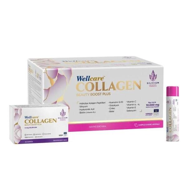 Wellcare Collagen Beauty Plus 10000 mg Karpuz & Nane Aromalı Likit Form 30 Tüp x 4 0ml + 30 Kapsül - WELLCARE