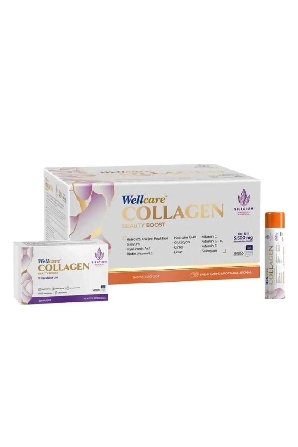 Wellcare Beauty Plus 5500 Mg Frenk Üzümü Portakal Likit 30 Tüp x 40 ml Collagen - 1