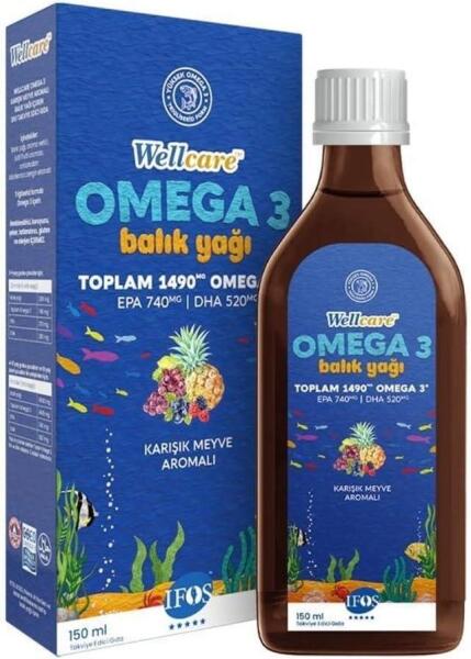 Wellcare Omega 3 Fish Oil Karışık Meyve Balık Yağı 150 ml - WELLCARE