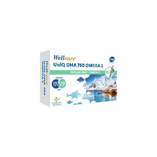 Wellcare UniQ DHA 750 Omega 3 Balık Yağı 30 Kapsül - WELLCARE
