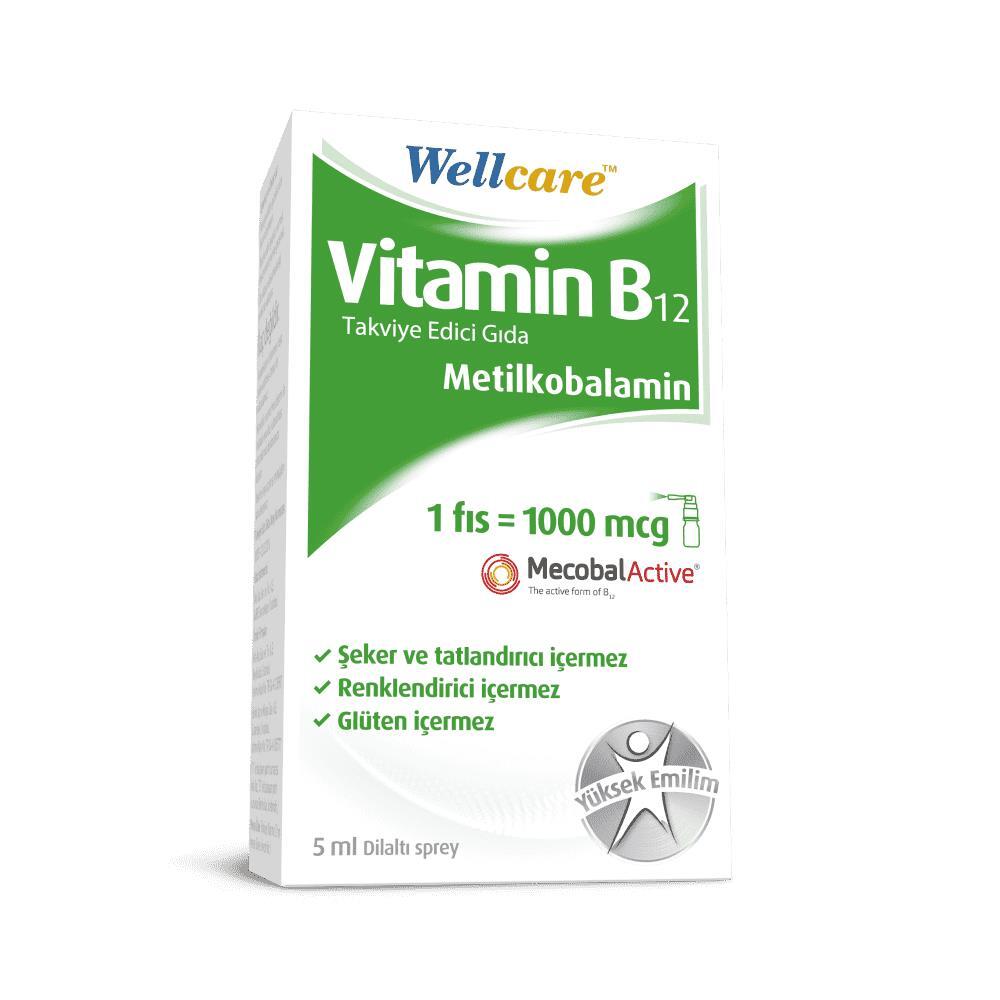Wellcare Vitamin B12 1000 mcg Dilaltı Sprey 5 ml          