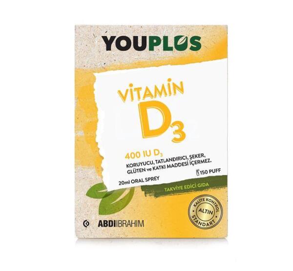 YouPlus Vitamin D3 400IU Oral Sprey 20ml - ABDİ İBRAHİM