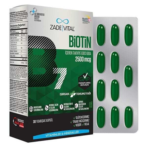 Zade Vital Biotin 2500 mcg 30 Kapsül - ZADE VİTAL
