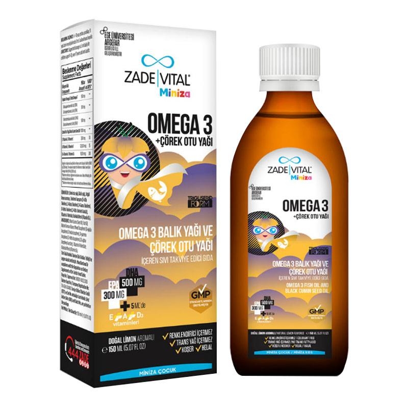Zade Vital Miniza Omega 3 ve Çörek Otu Yağı 150 ml - 1