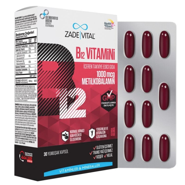 Zade Vital Vitamin B12 30 Yumuşak Kapsül - ZADE VİTAL