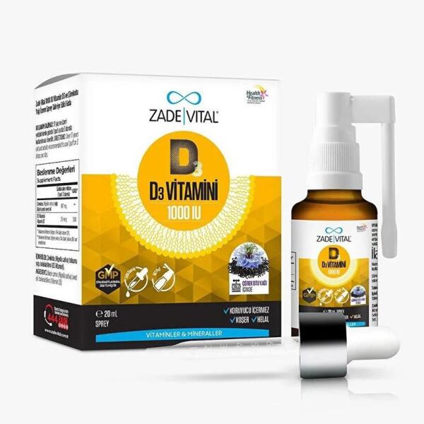 Zade Vital Vitamin D3 1000 IU Sprey 20 ml - ZADE VİTAL